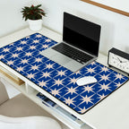 Mid-Century Modern Starburst Pattern in Stone and Blue Desk Mat Gallery Image 2