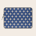 Mid-Century Modern Starburst Pattern in Stone and Blue Laptop Sleeve Gallery Image 1
