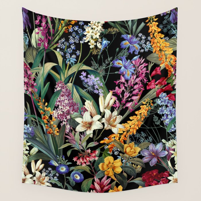 Isolated Blooms II Night Wall Tapestry Gallery Image 1