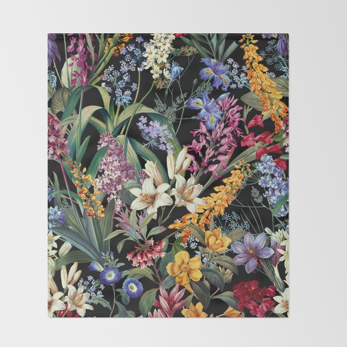 Isolated Blooms II Night Throw Blanket Gallery Image 2