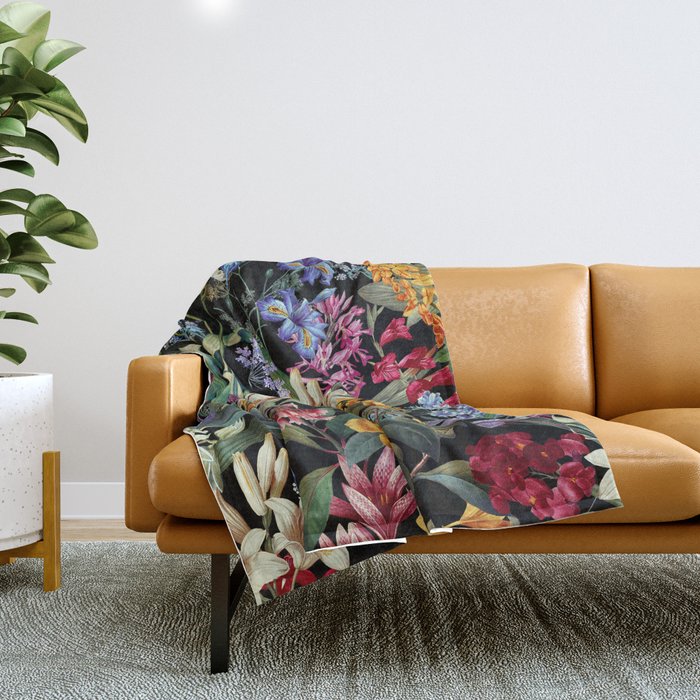 Isolated Blooms II Night Throw Blanket Gallery Image 1