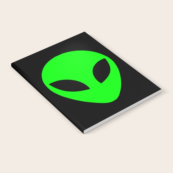 Black and Green Alien Head Shape Notebook Gallery Image 1