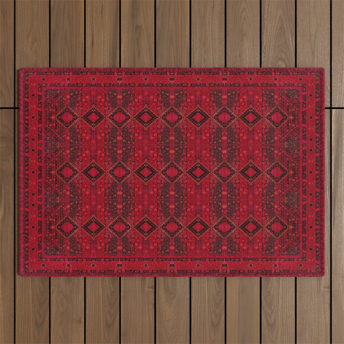 Scarlet Elegance: Oriental Moroccan & Ottoman Artistry Outdoor Rug Gallery Image 1