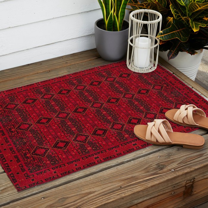Scarlet Elegance: Oriental Moroccan & Ottoman Artistry Outdoor Rug Gallery Image 2