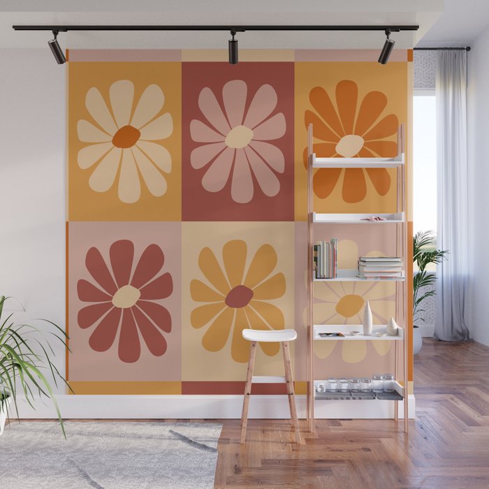 70's Daisy Bloom  Wall Mural Gallery Image 1