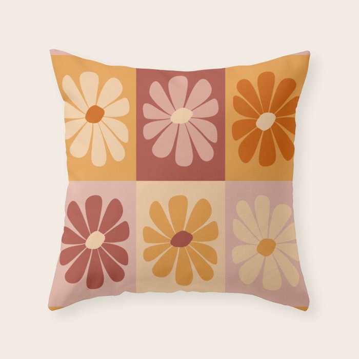 70's Daisy Bloom  Throw Pillow Gallery Image 6