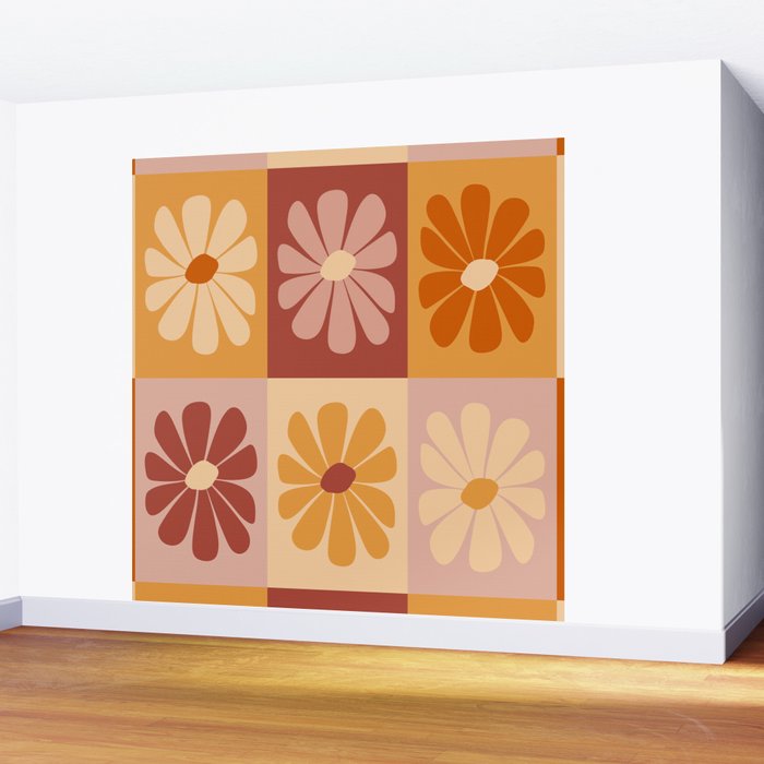 70's Daisy Bloom  Wall Mural Gallery Image 2