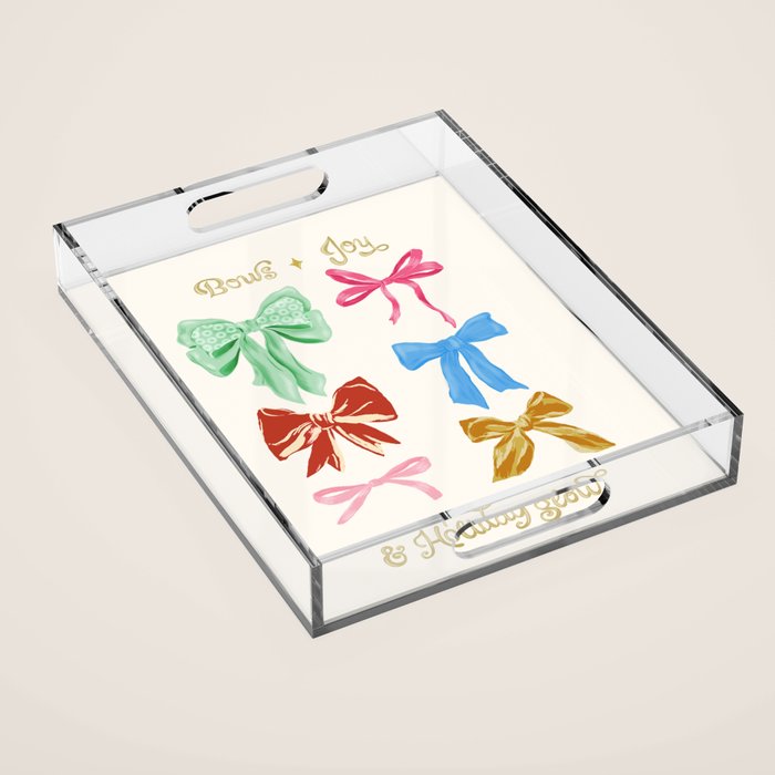 Holiday colorful bows Acrylic Tray Gallery Image 1