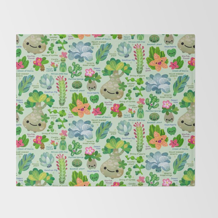 Baby succulent 4 - green Throw Blanket Gallery Image 2