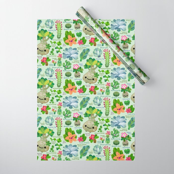 Baby succulent 4 - green Wrapping Paper Gallery Image 1