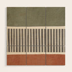 Terra Green Gray Lines Bold Minimalist Design Artwork Wood Wall Art Gallery Image 1