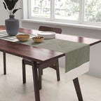 Terra Green Gray Lines Bold Minimalist Design Artwork Table Runner Gallery Image 2