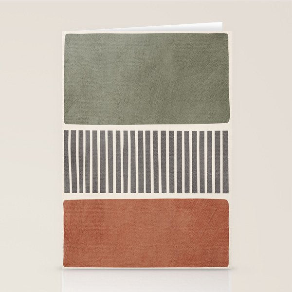 Terra Green Gray Lines Bold Minimalist Design Artwork Stationery Card Gallery Image 2
