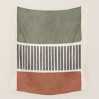 Terra Green Gray Lines Bold Minimalist Design Artwork Wall Tapestry Gallery Image 4