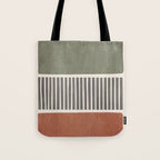 Terra Green Gray Lines Bold Minimalist Design Artwork Tote Bag Gallery Image 1