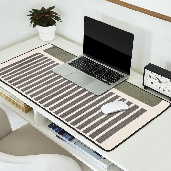 Terra Green Gray Lines Bold Minimalist Design Artwork Desk Mat Gallery Image 2