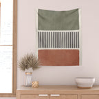 Terra Green Gray Lines Bold Minimalist Design Artwork Wall Tapestry Gallery Image 2
