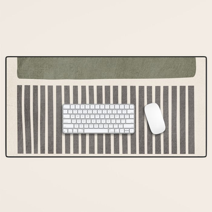 Terra Green Gray Lines Bold Minimalist Design Artwork Desk Mat Gallery Image 1