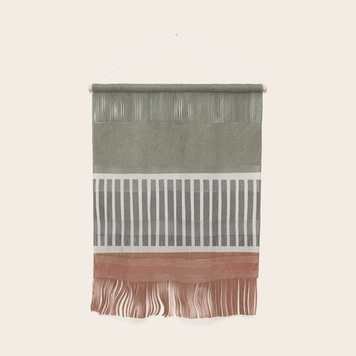 Terra Green Gray Lines Bold Minimalist Design Artwork Wall Hanging Gallery Image 1