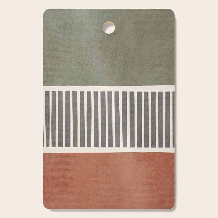 Terra Green Gray Lines Bold Minimalist Design Artwork Cutting Board Gallery Image 1