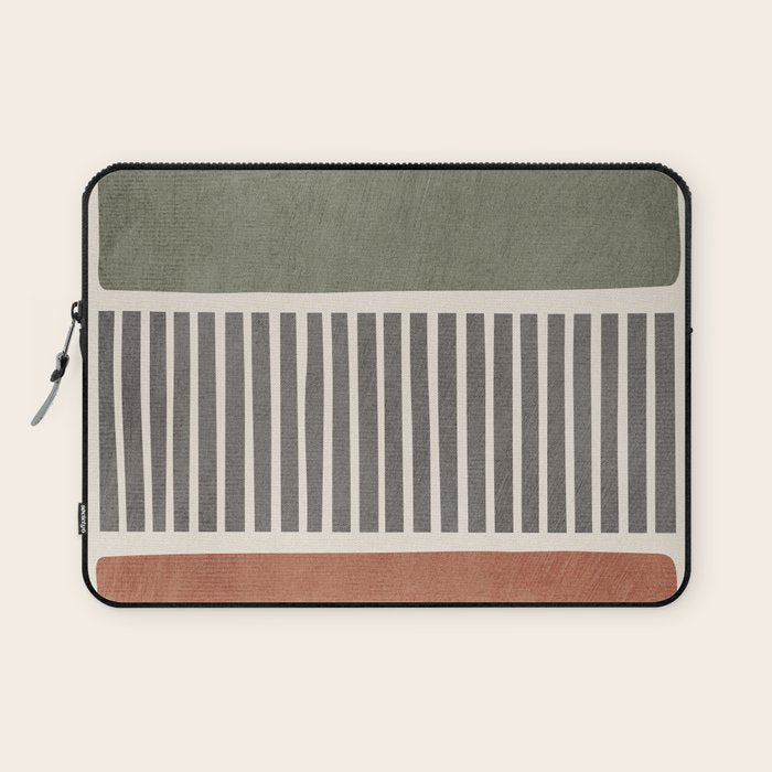 Terra Green Gray Lines Bold Minimalist Design Artwork Laptop Sleeve Gallery Image 1