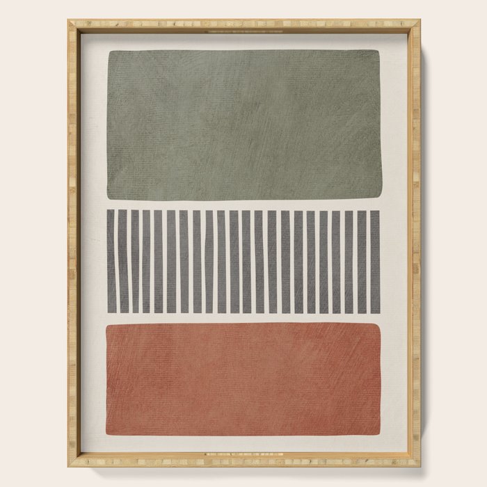 Terra Green Gray Lines Bold Minimalist Design Artwork Serving Tray Gallery Image 1