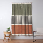 Terra Green Gray Lines Bold Minimalist Design Artwork Window Curtain Gallery Image 5