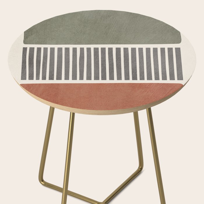 Terra Green Gray Lines Bold Minimalist Design Artwork Side Table Gallery Image 2