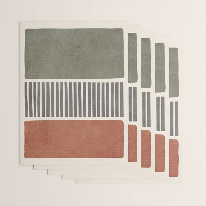 Terra Green Gray Lines Bold Minimalist Design Artwork Wrapping Paper Gallery Image 3