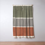 Terra Green Gray Lines Bold Minimalist Design Artwork Window Curtain Gallery Image 3