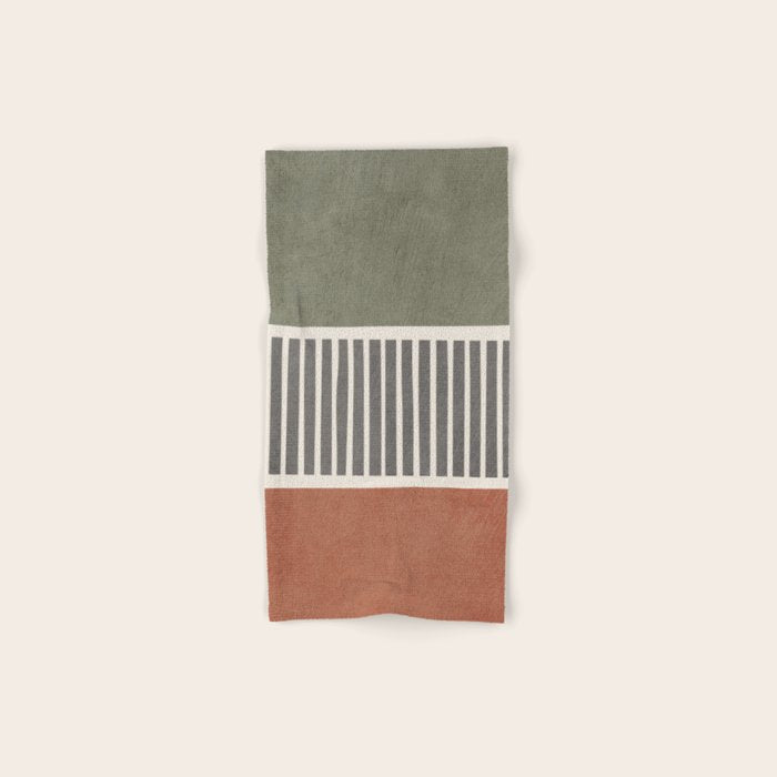 Terra Green Gray Lines Bold Minimalist Design Artwork Bath Towel Gallery Image 1