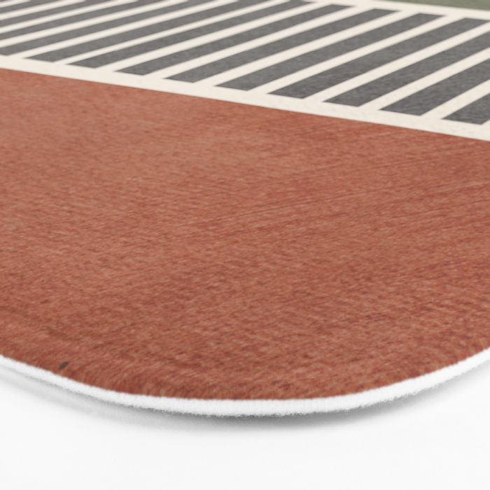 Terra Green Gray Lines Bold Minimalist Design Artwork Bath Mat Gallery Image 3