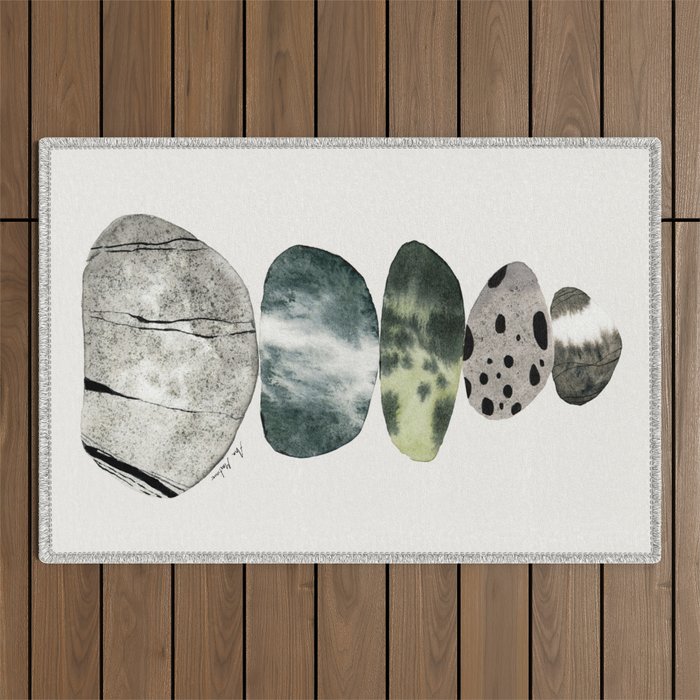 Stacked Pebbles On The Beach Outdoor Rug Gallery Image 1
