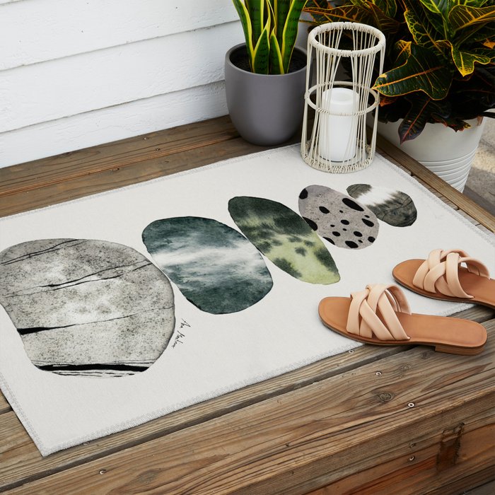 Stacked Pebbles On The Beach Outdoor Rug Gallery Image 2