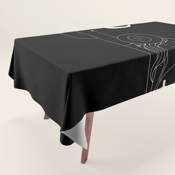 Talking to the Moon - Black and White Tablecloth