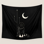 Talking to the Moon - Black and White Wall Tapestry Gallery Image 4