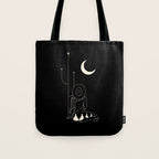 Talking to the Moon - Black and White Tote Bag Gallery Image 1