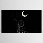 Talking to the Moon - Black and White Tablecloth Gallery Image 2