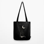 Talking to the Moon - Black and White Tote Bag Gallery Image 2