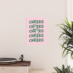 Cheers. Cocktails and Drinks in Forest Green and Pink Poster Gallery Image 2