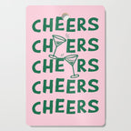 Cheers. Cocktails and Drinks in Forest Green and Pink Cutting Board Gallery Image 1