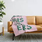 Cheers. Cocktails and Drinks in Forest Green and Pink Throw Blanket Gallery Image 1
