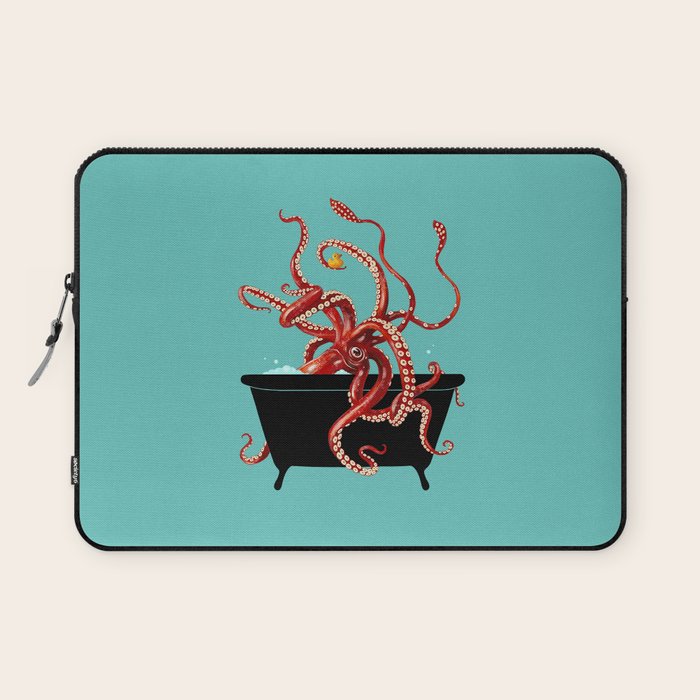 Giant Squid in Bathtub Laptop Sleeve Gallery Image 1