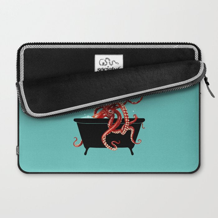 Giant Squid in Bathtub Laptop Sleeve Gallery Image 2