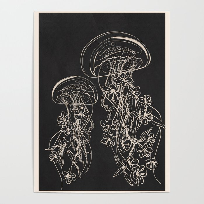 Minimal Floral Jellyfishes 2 Poster Gallery Image 1