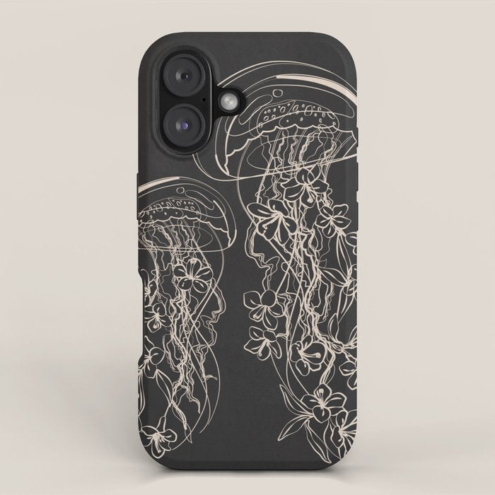 Minimal Floral Jellyfishes 2 iPhone Case Gallery Image 1