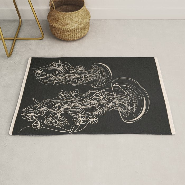 Minimal Floral Jellyfishes 2 Rug Gallery Image 1