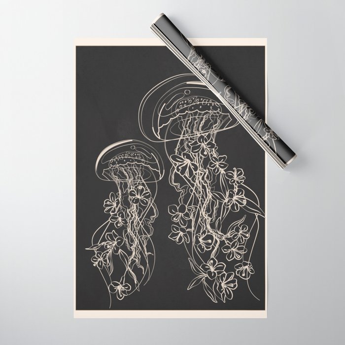 Minimal Floral Jellyfishes 2 Wrapping Paper Gallery Image 1