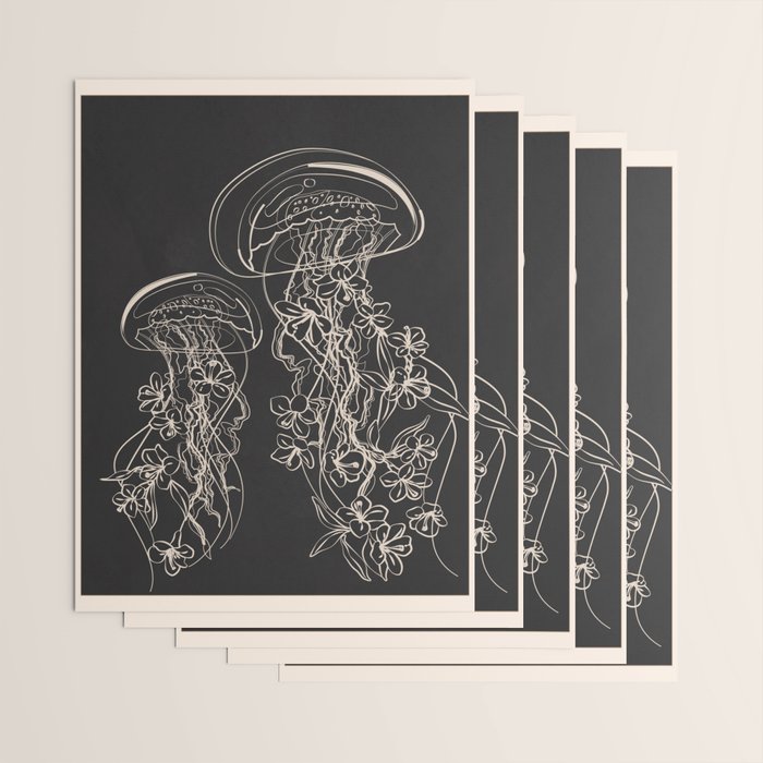 Minimal Floral Jellyfishes 2 Wrapping Paper Gallery Image 3