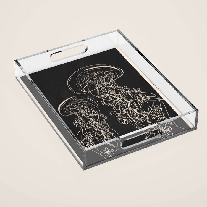 Minimal Floral Jellyfishes 2 Acrylic Tray Gallery Image 1